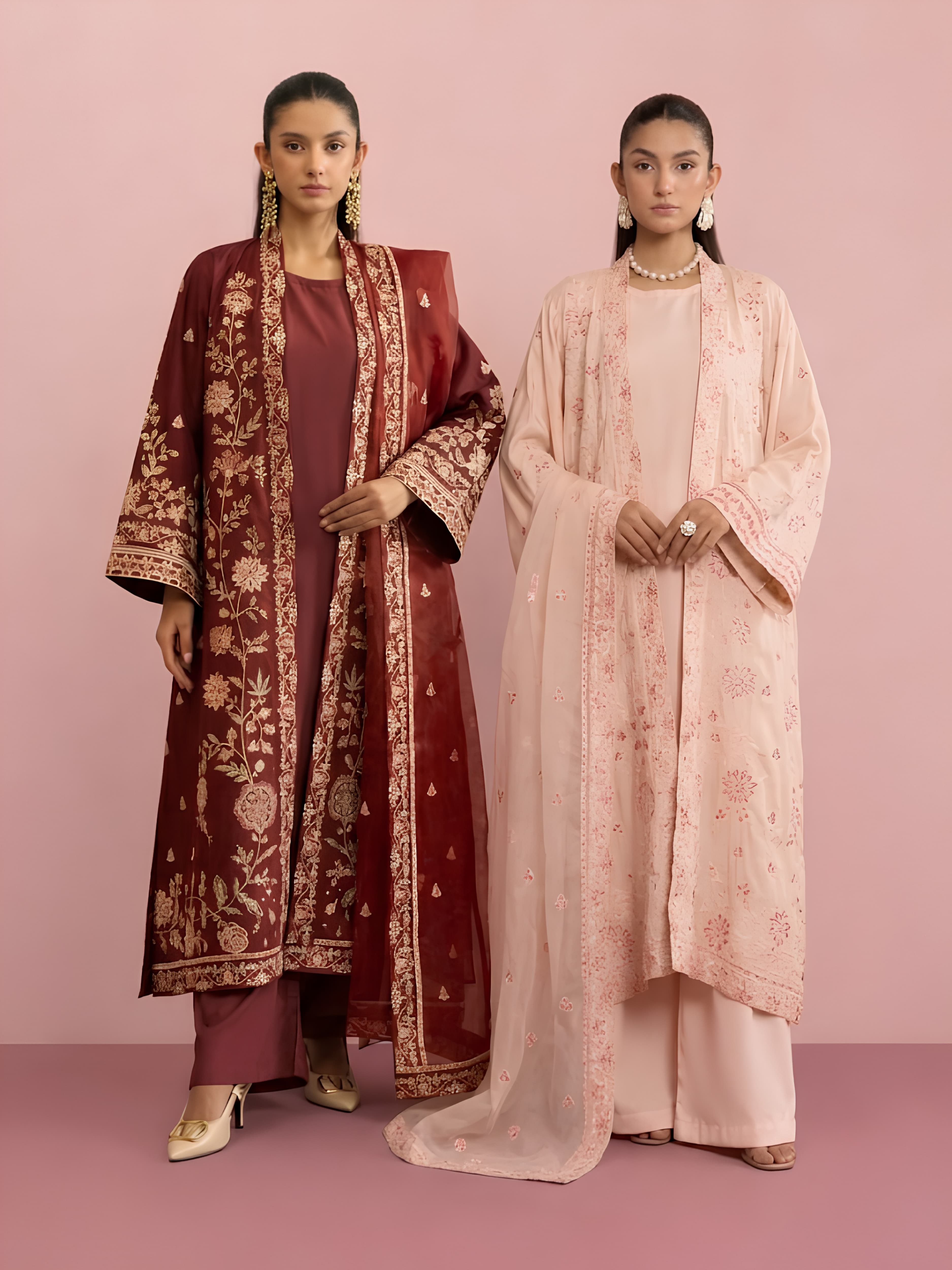 297M Luxury 4PC Salwar Kameez Set – Embroidered Jacket & Dupatta | Festive Summer Wear Pakistani Indian fashion image 1