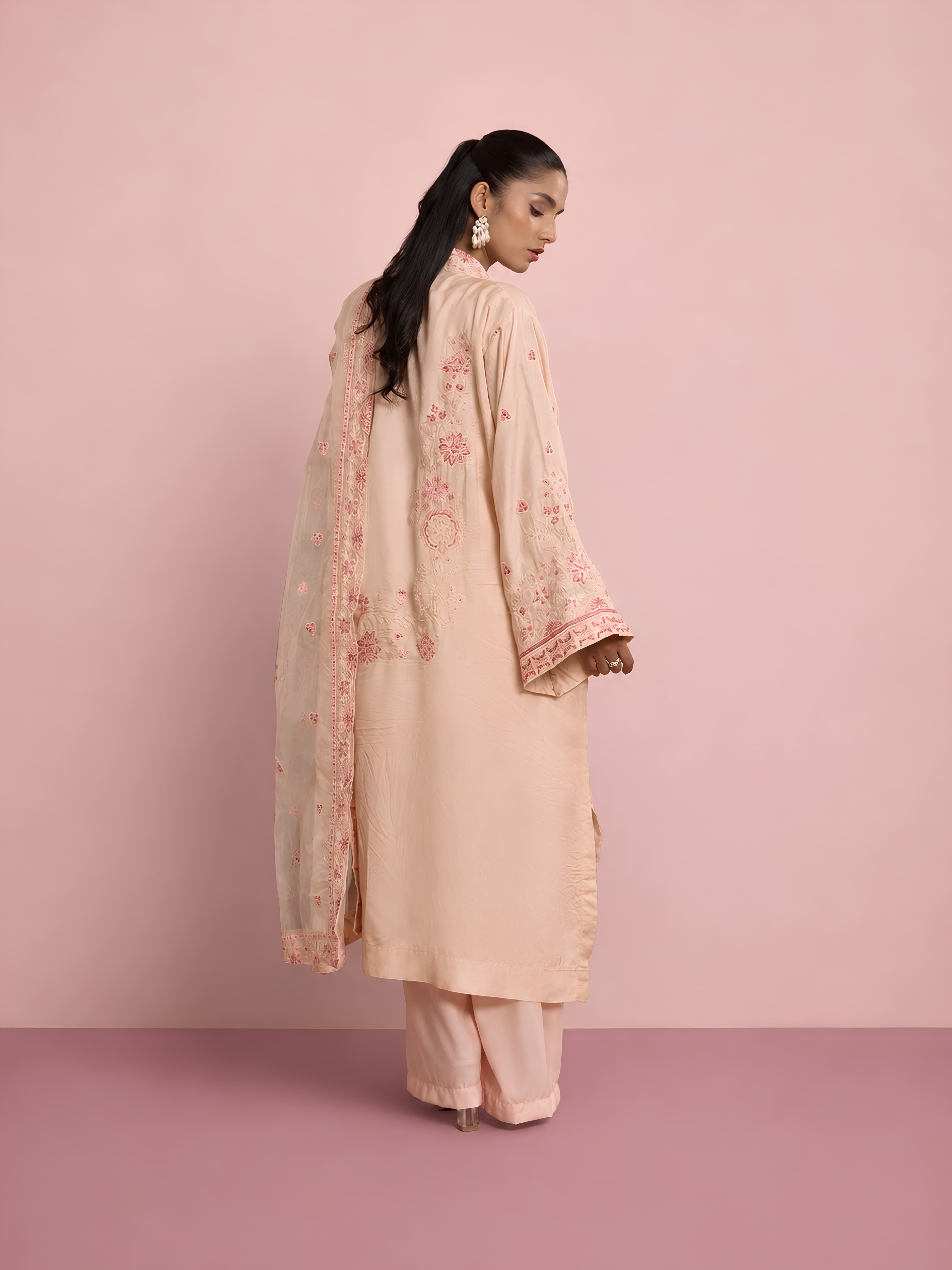 297M Luxury 4PC Salwar Kameez Set – Embroidered Jacket & Dupatta | Festive Summer Wear Pakistani Indian fashion image 5
