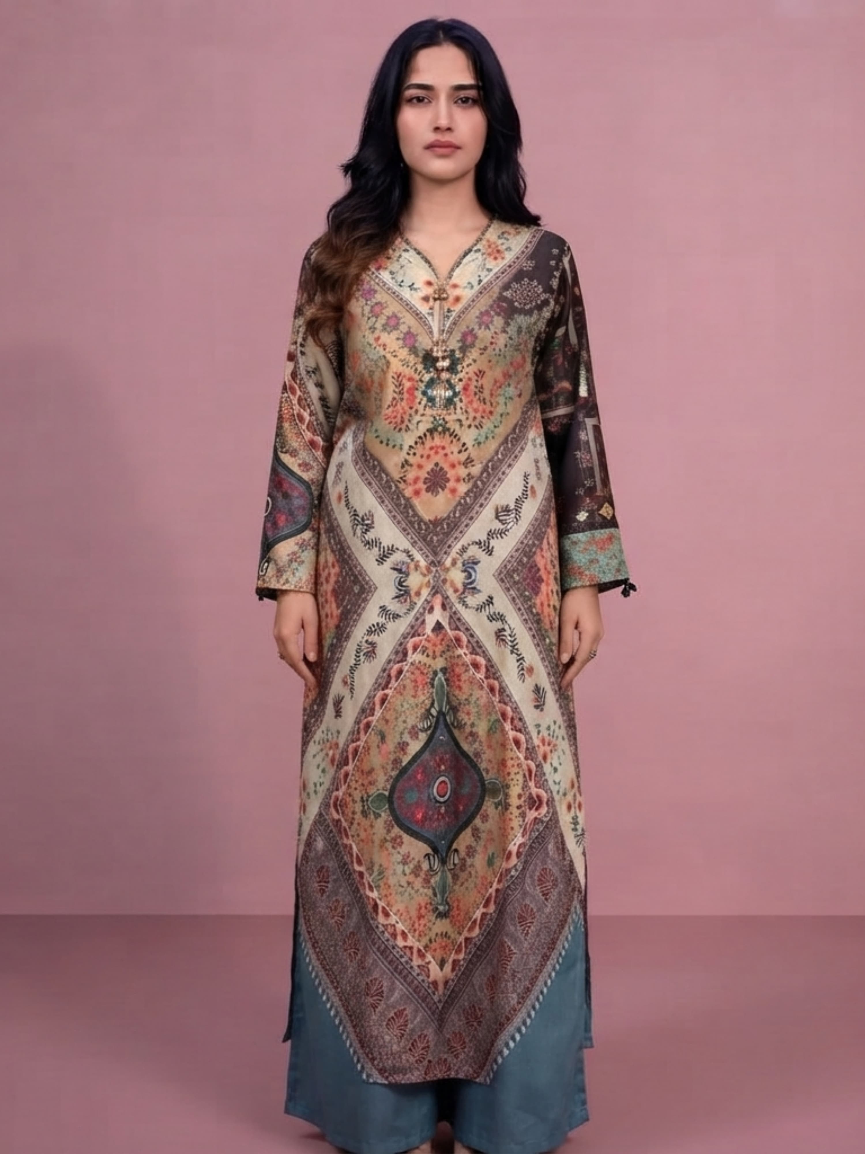 31GH New Printed Slub Viscose Kaftan 2PC Coord | Spring Summer Must-Have kids image 1
