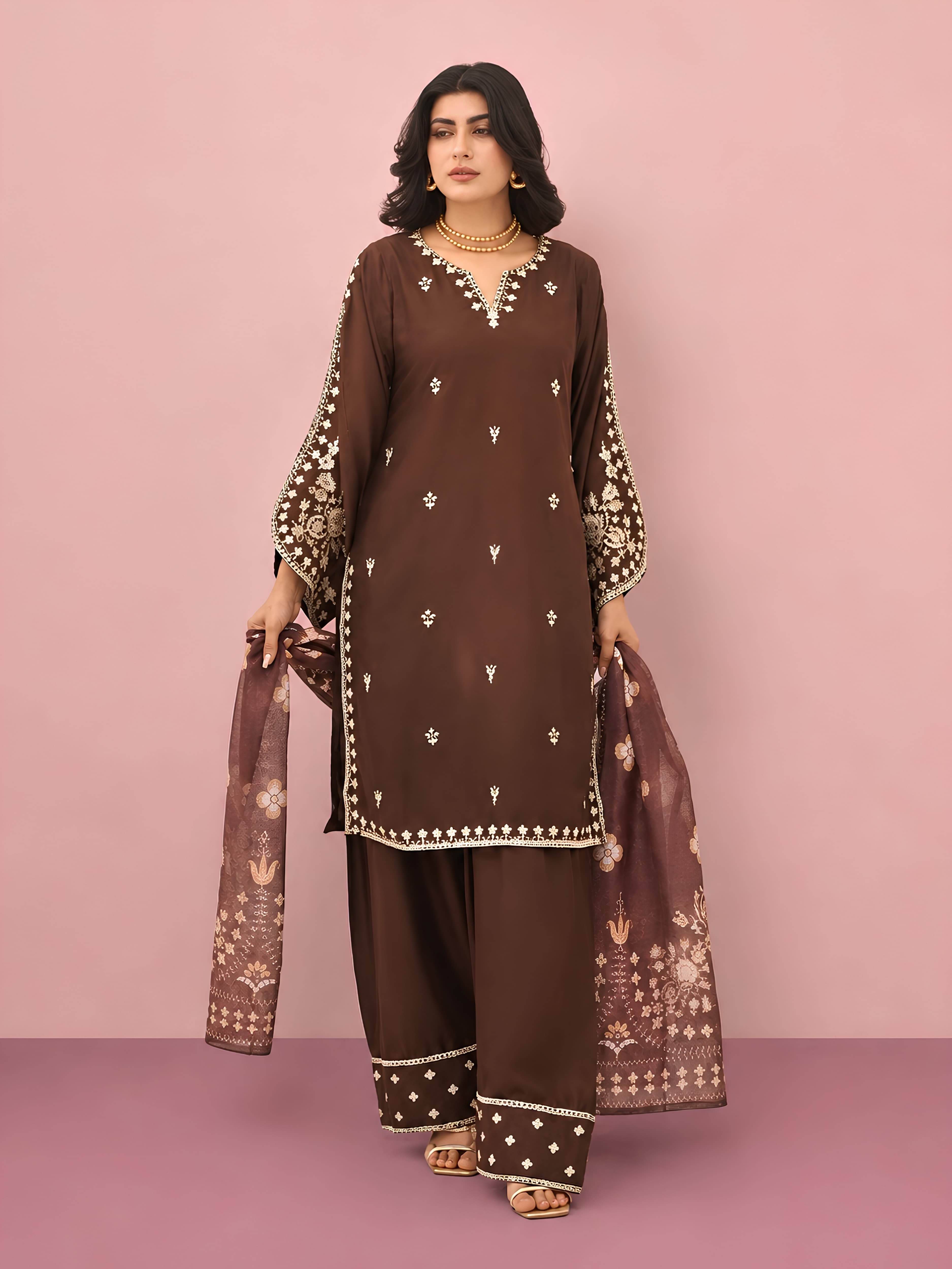 PS71 New Summer Linen Collection | Embroidered Farshi Shalwar & Bell Sleeve Kameez Pakistani Indian latest trending fashion salwar kameez image 5