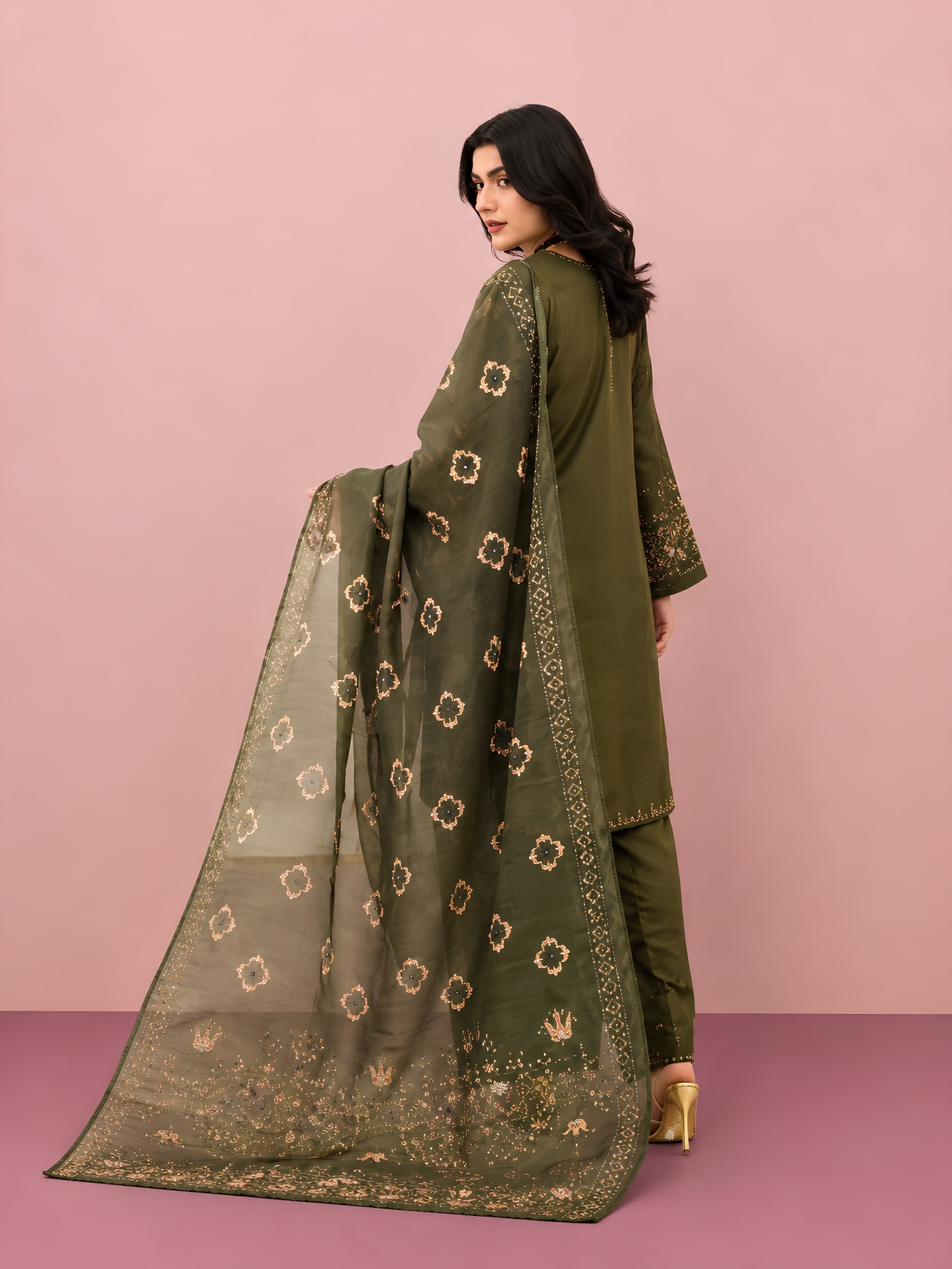 PS71 New Summer Linen Collection | Embroidered Farshi Shalwar & Bell Sleeve Kameez Pakistani Indian latest trending fashion salwar kameez image 7