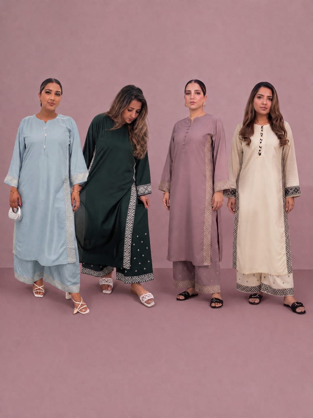 5AQ Perfect wide palazzo Long Modest Co-Ord Set | Trending Summer Embroidery image 1