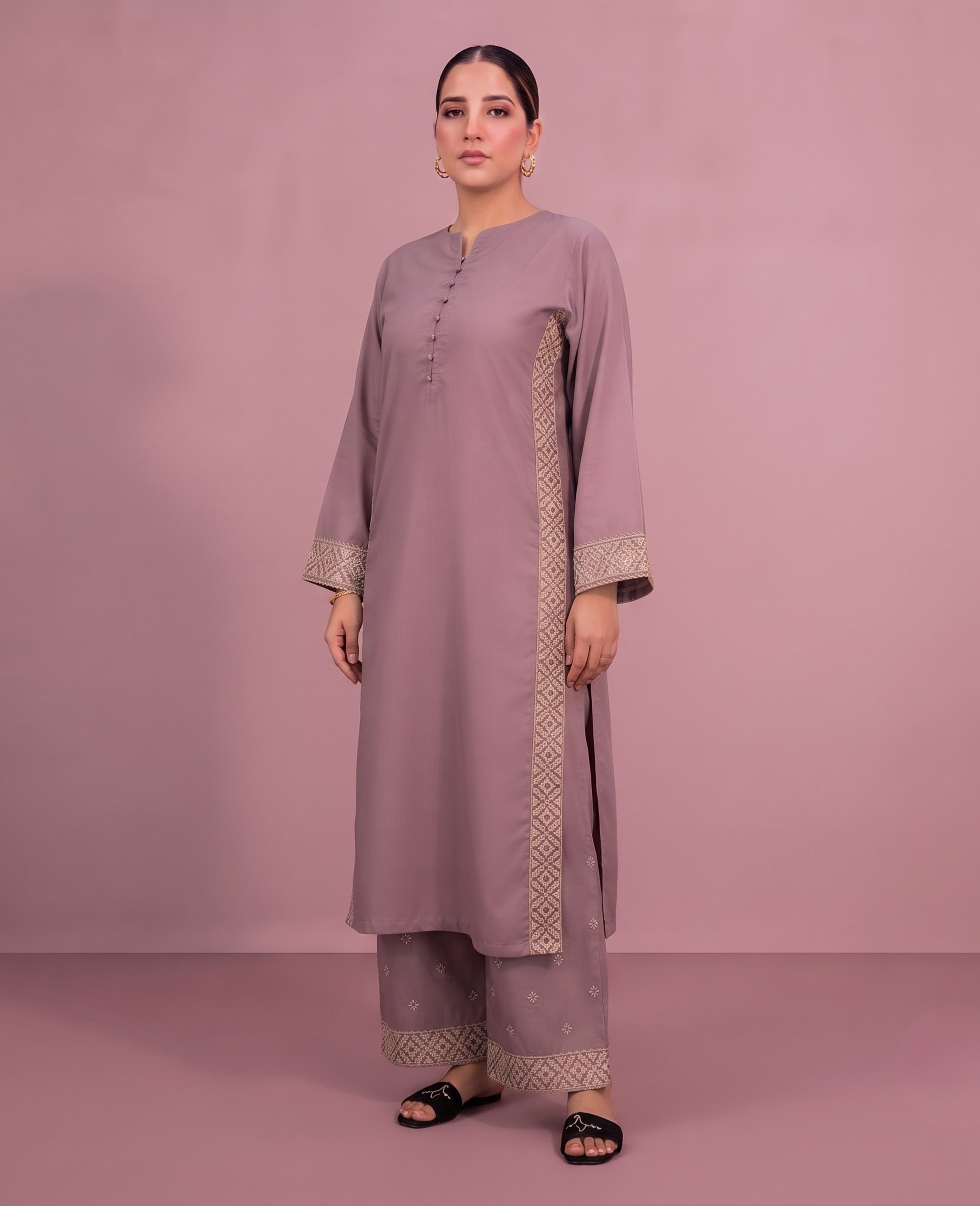 5AQ Perfect wide palazzo Long Modest Co-Ord Set | Trending Summer Embroidery image 5