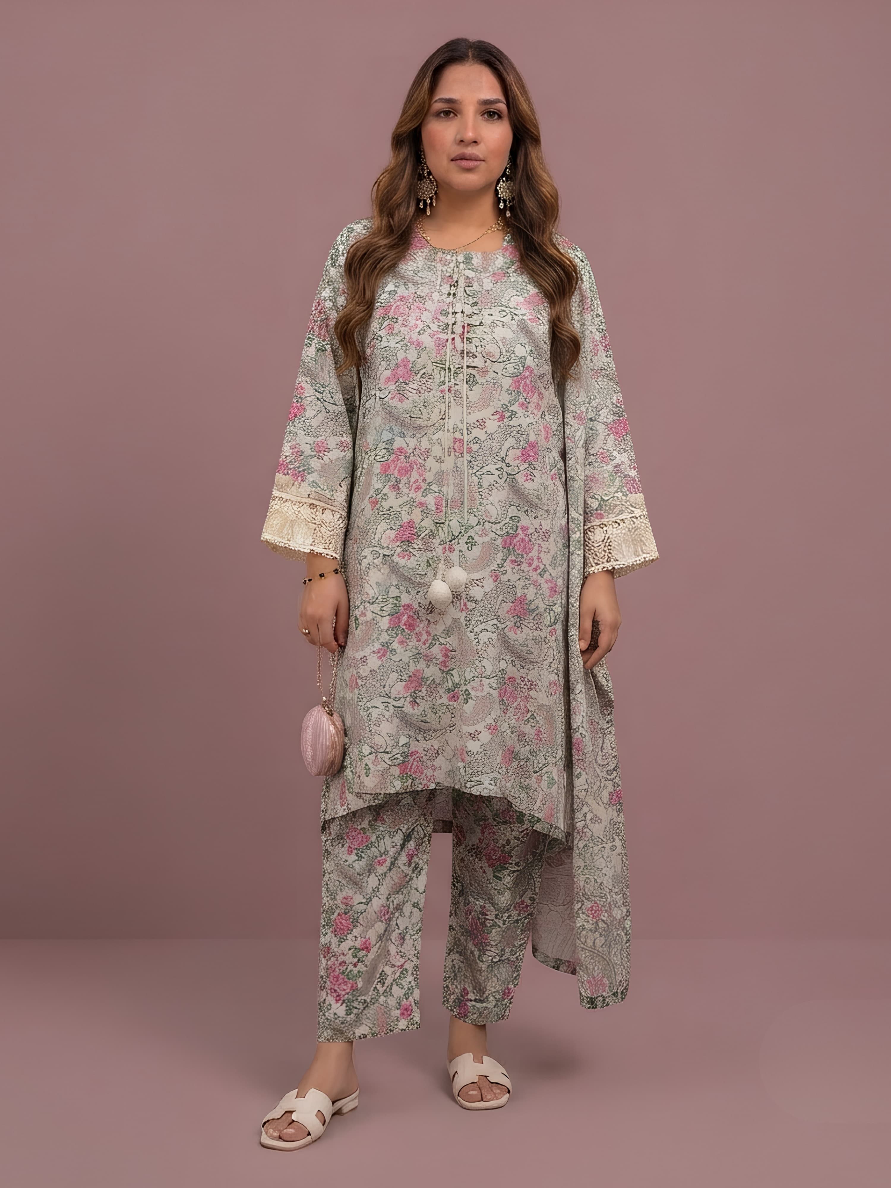 77SAQ Trending 4PC Airjet Lawn Collection • Limited Stock Salwar kameez with inner an open jacket Pakistani Indian fashion womenswear image 1
