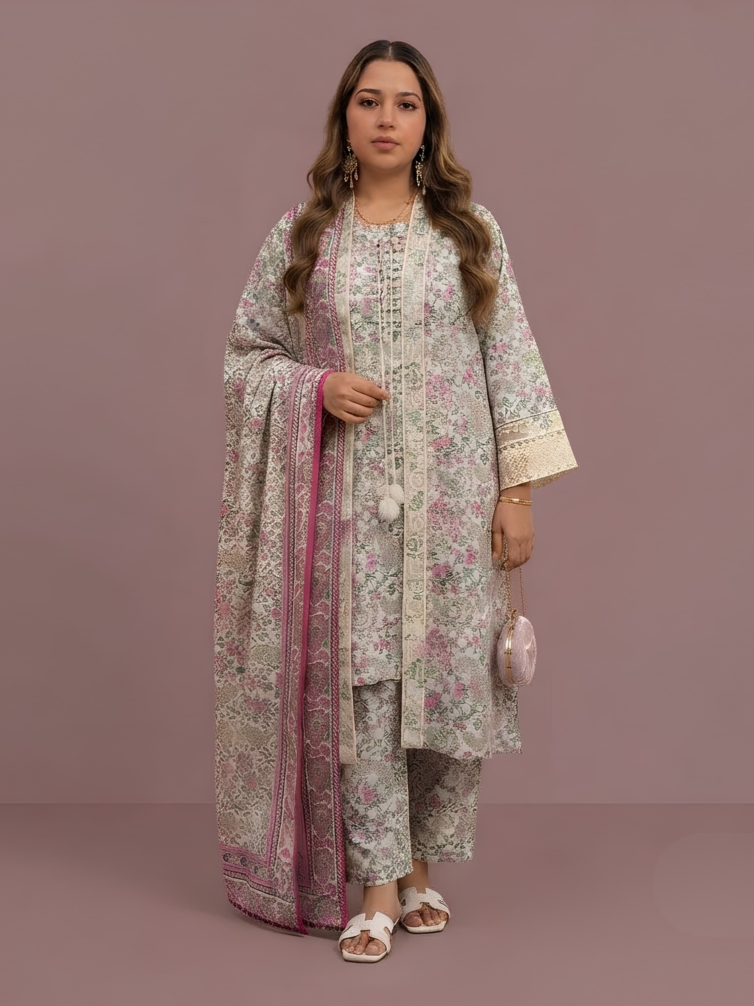 77SAQ Trending 4PC Airjet Lawn Collection • Limited Stock Salwar kameez with inner an open jacket Pakistani Indian fashion womenswear image 2