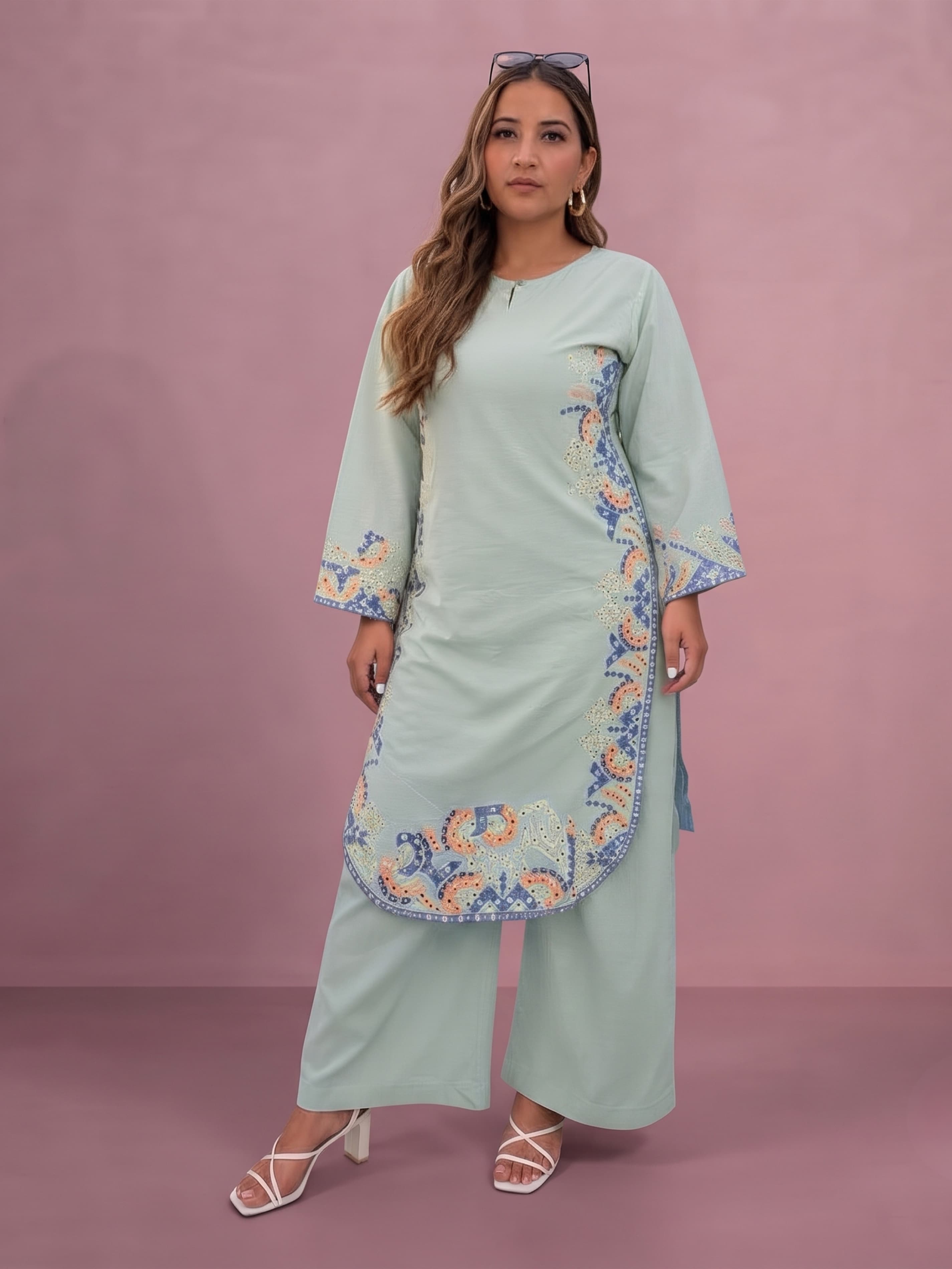 9363 Cotton Chikankari Summer coord set TAILORED FIT| Exclusive UK Collection Womens fashion salwar kameez image 3