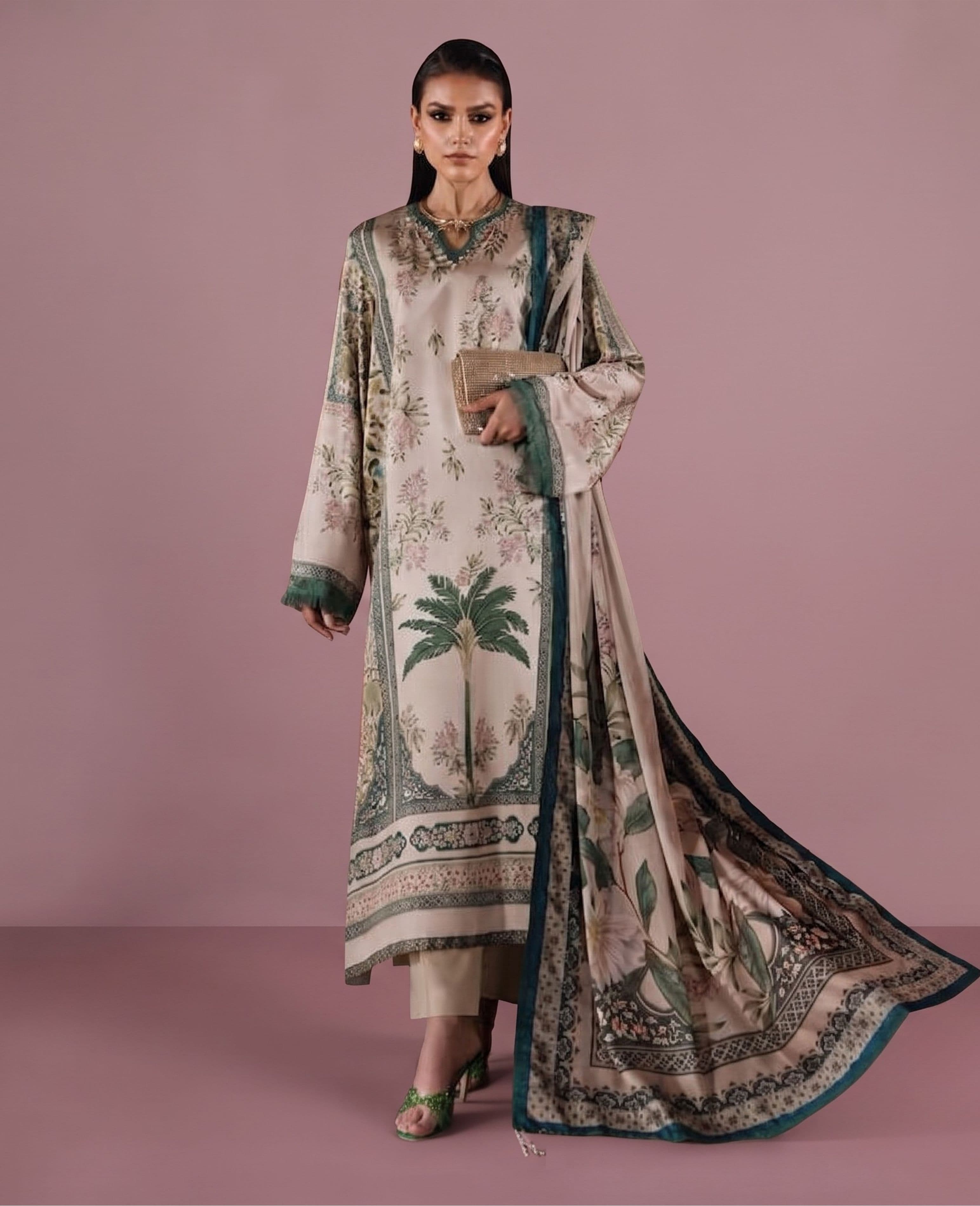9H52 Lux Silk Collection Suits Salwar Kameez Pakistani Indian Exclusive Designer Styles with Lace & Sequin Detailing Premium Silk Fabric for UK Summer & Holidays image 2