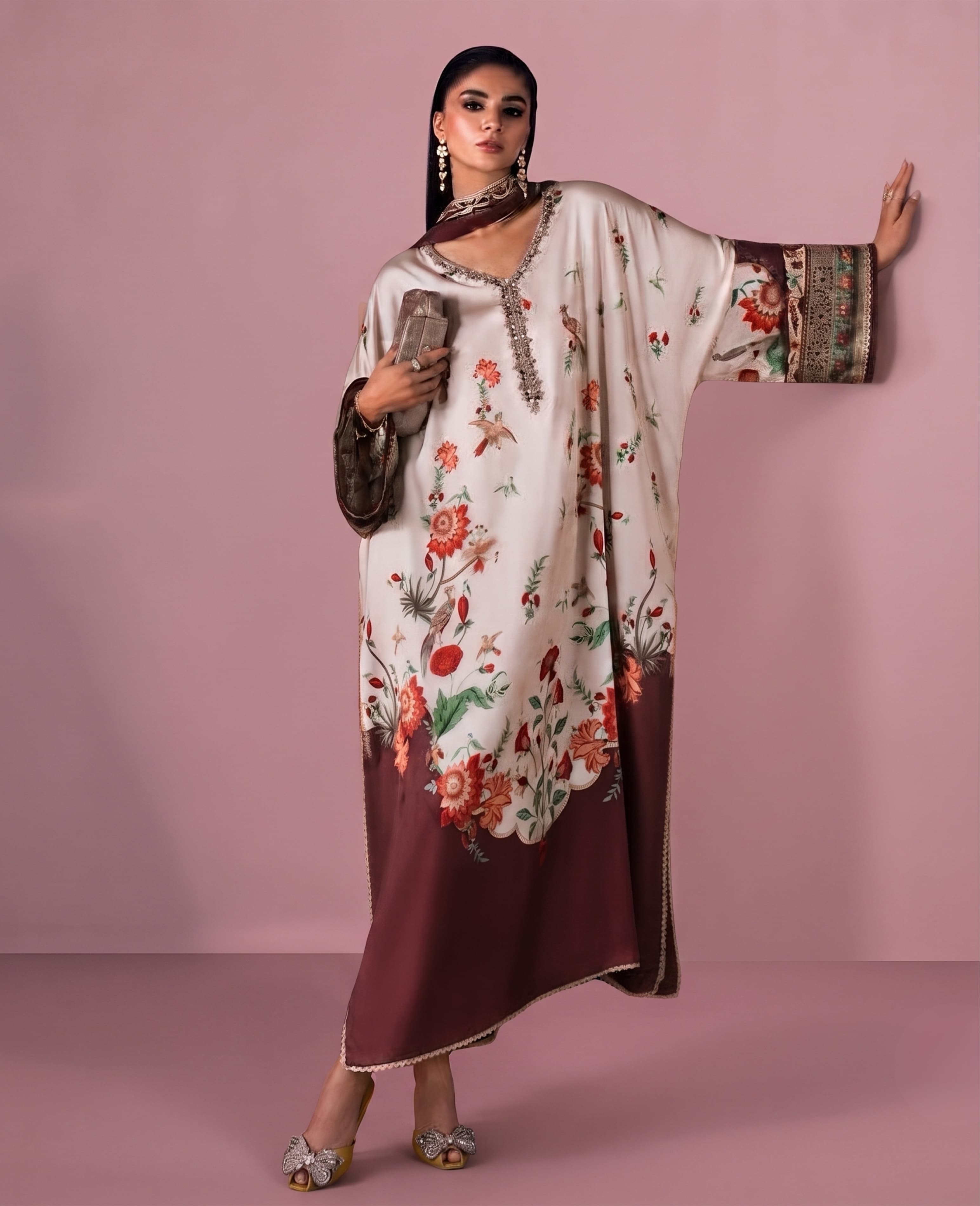 9H52 Lux Silk Collection Suits Salwar Kameez Pakistani Indian Exclusive Designer Styles with Lace & Sequin Detailing Premium Silk Fabric for UK Summer & Holidays image 3