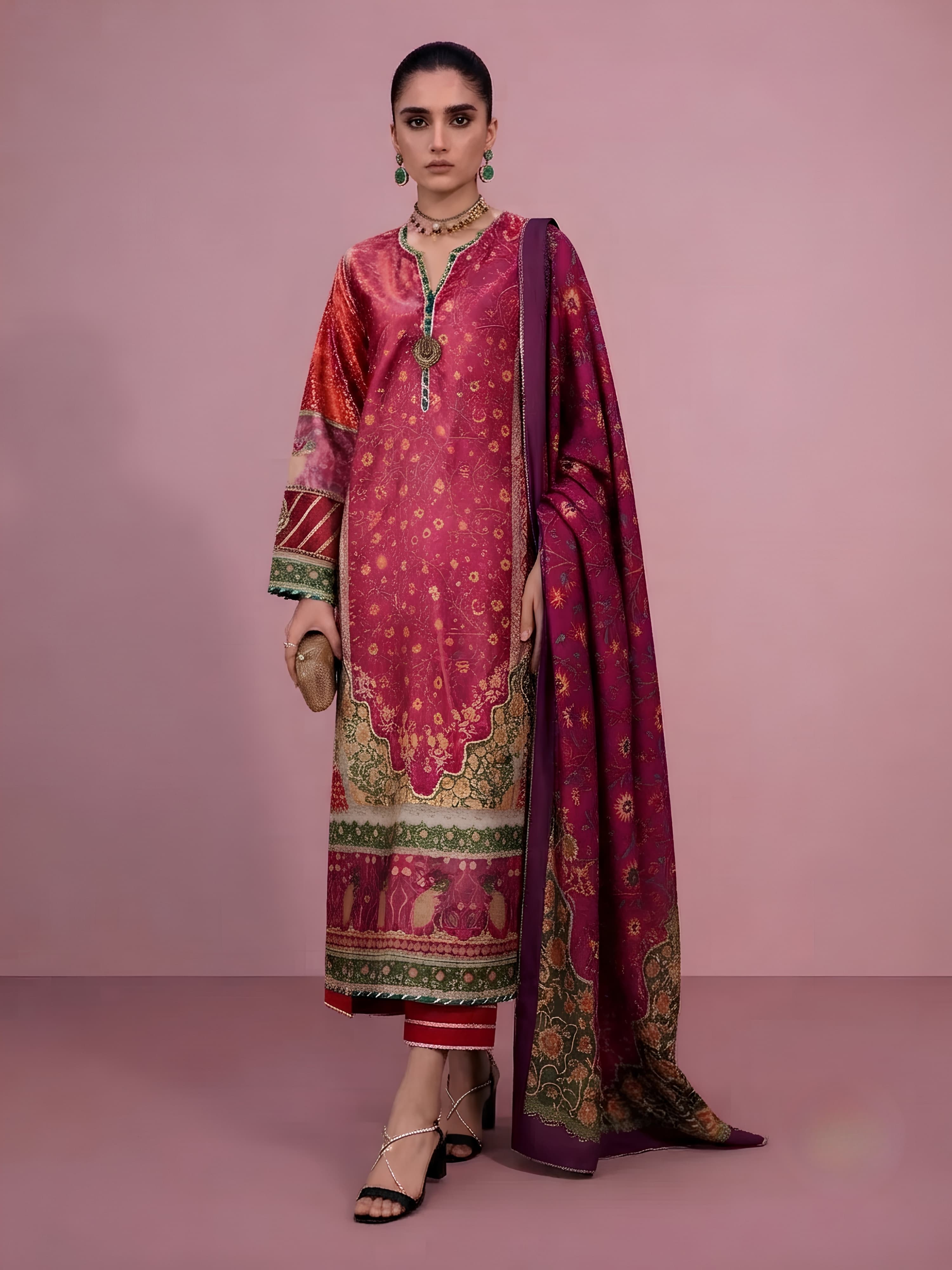 9H52 Lux Silk Collection Suits Salwar Kameez Pakistani Indian Exclusive Designer Styles with Lace & Sequin Detailing Premium Silk Fabric for UK Summer & Holidays image 6