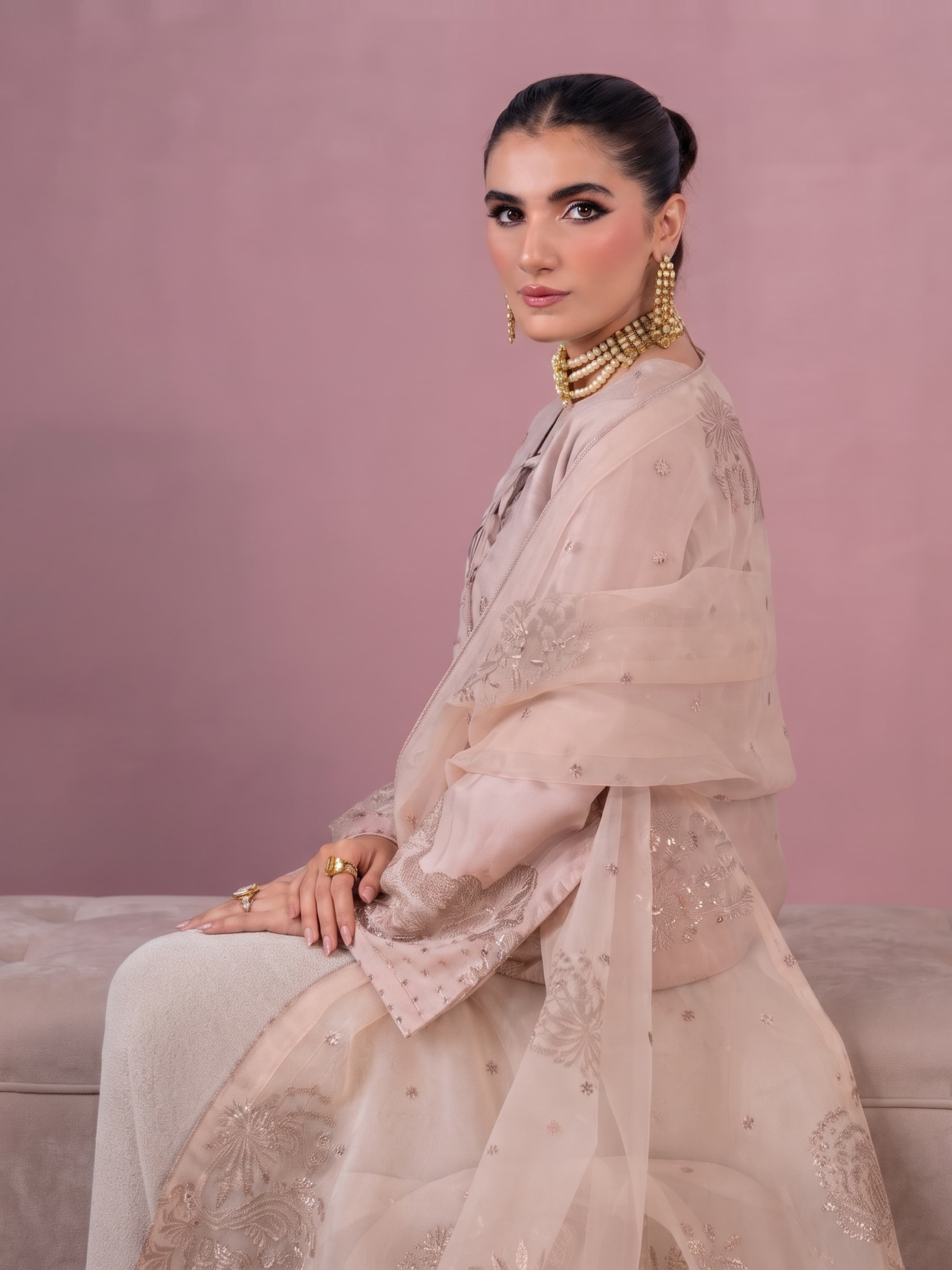 HR912 Priumum viscose nude pale collection salwar kameez with scarf party festive range Pakistani Indian fashion image 3