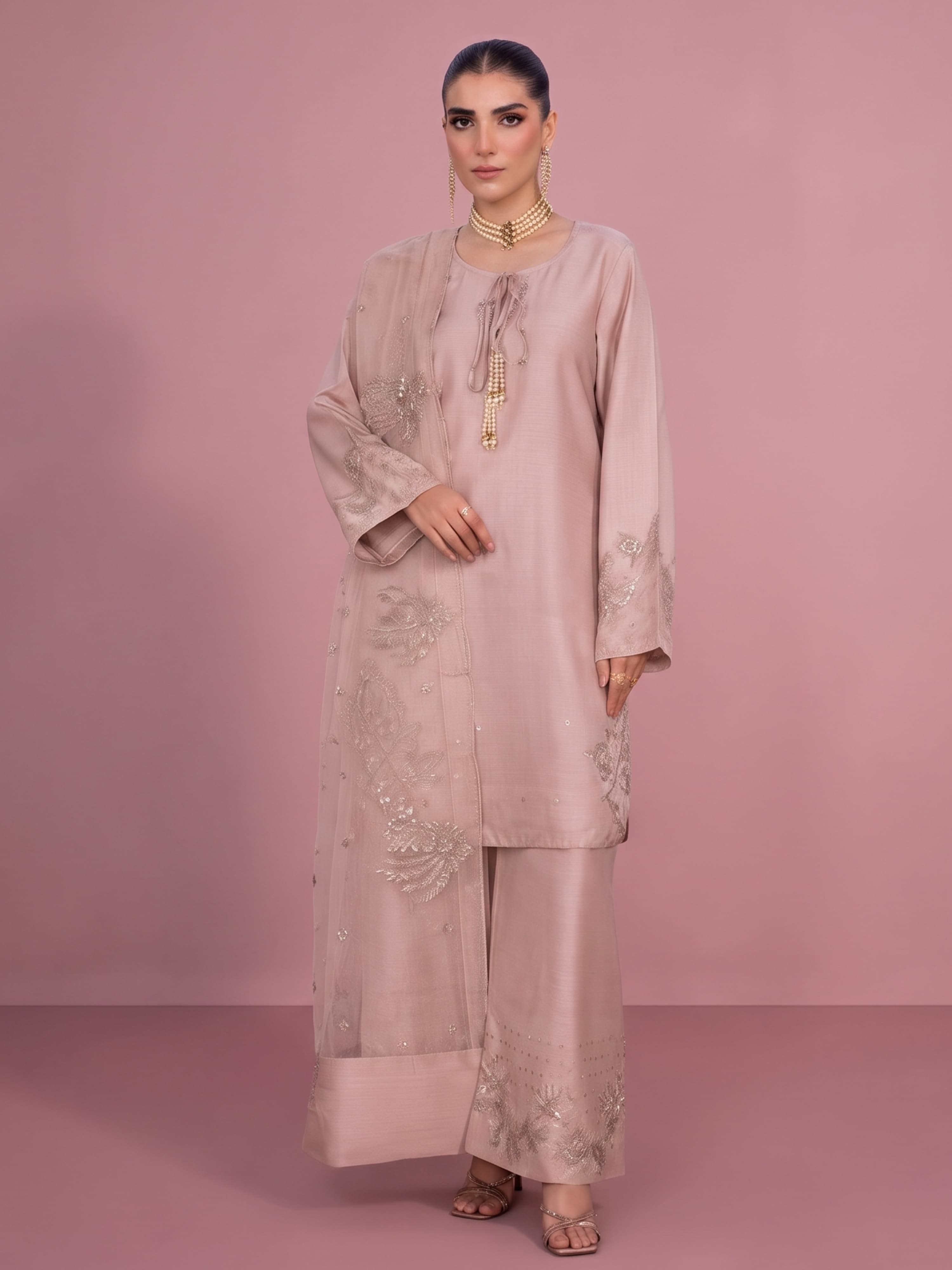 HR912 Priumum viscose nude pale collection salwar kameez with scarf party festive range Pakistani Indian fashion image 1