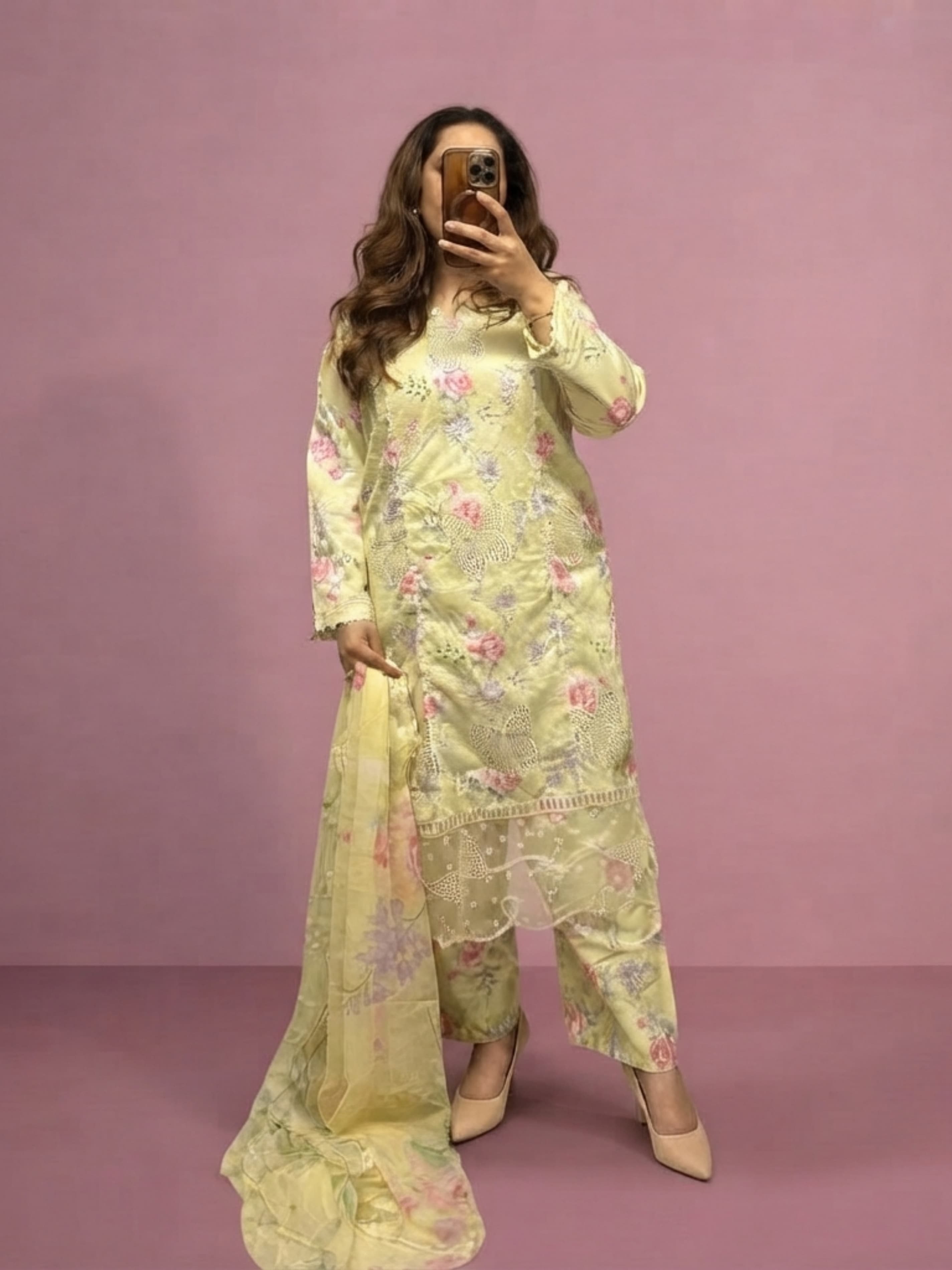 NF94 : Lux Lawn Summer Collection Pakistani Indian fashion women’s salwar kameez Womenswear yellow trending print s-3xl image 2