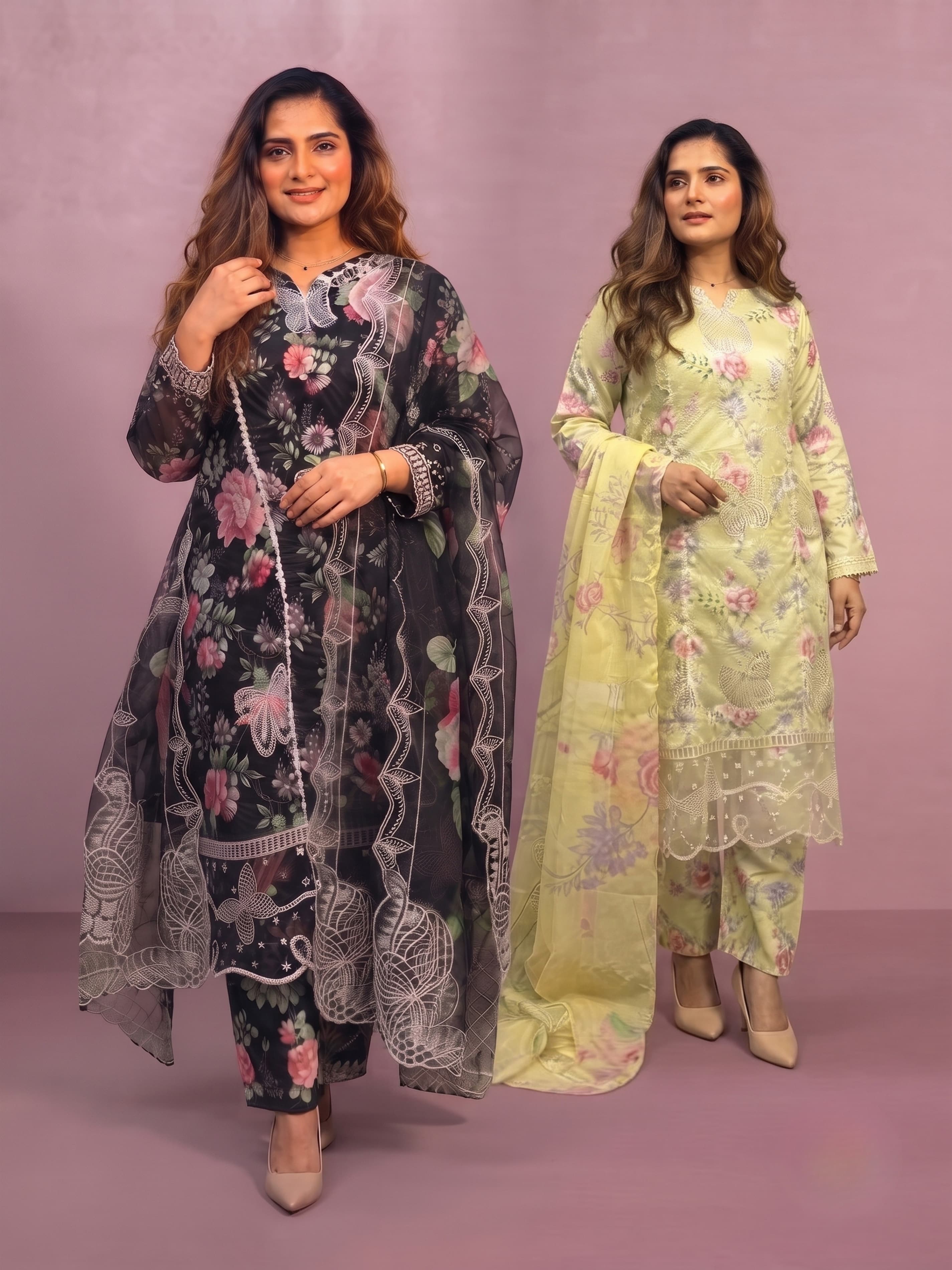 NF94 : Lux Lawn Summer Collection Pakistani Indian fashion women’s salwar kameez Womenswear yellow trending print s-3xl image 1