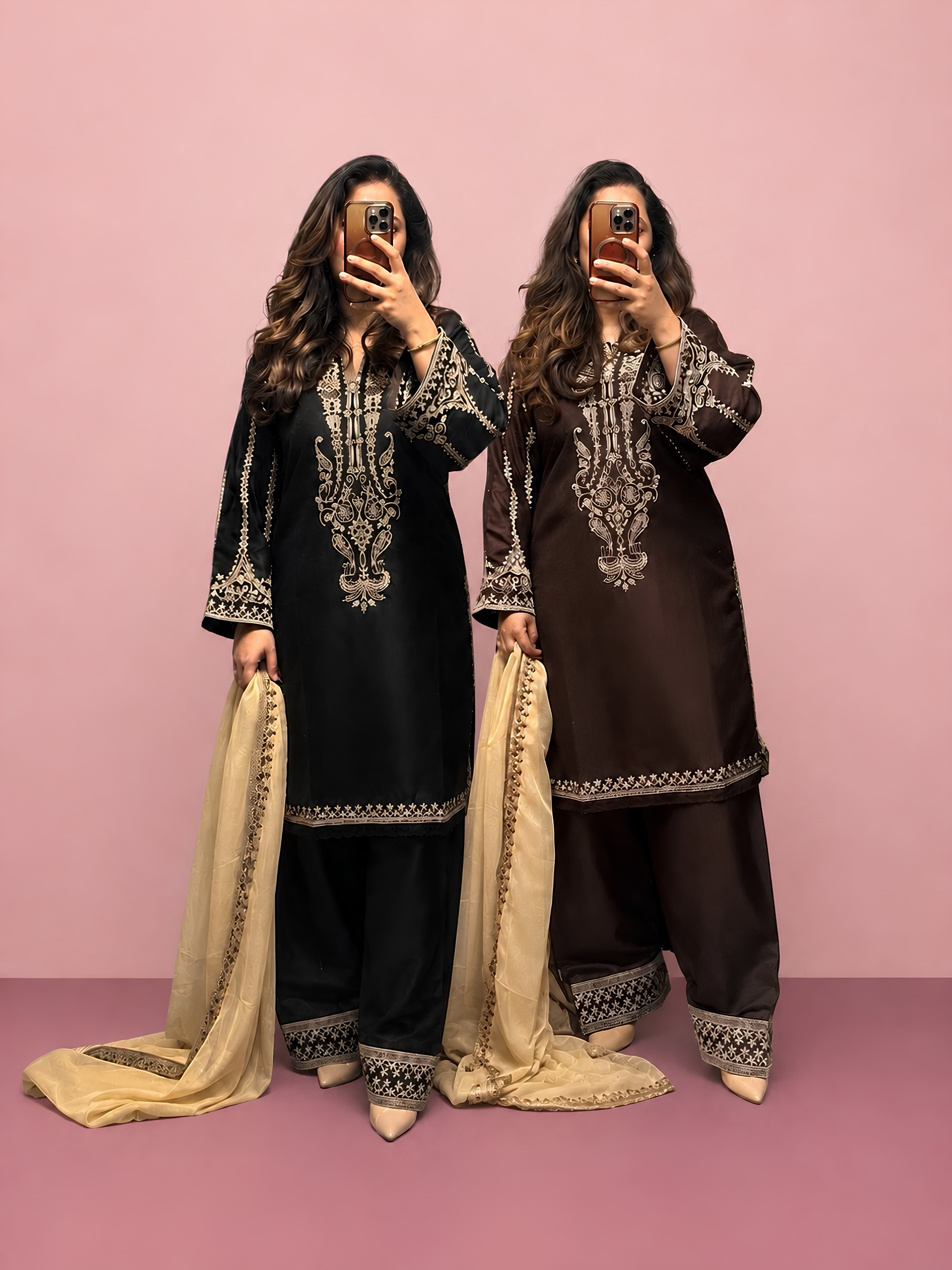 U125 Viral Premium Linen Farshi Suit | Traditional Embroidered | Everyday UK Wear Pakistani Indian image 1