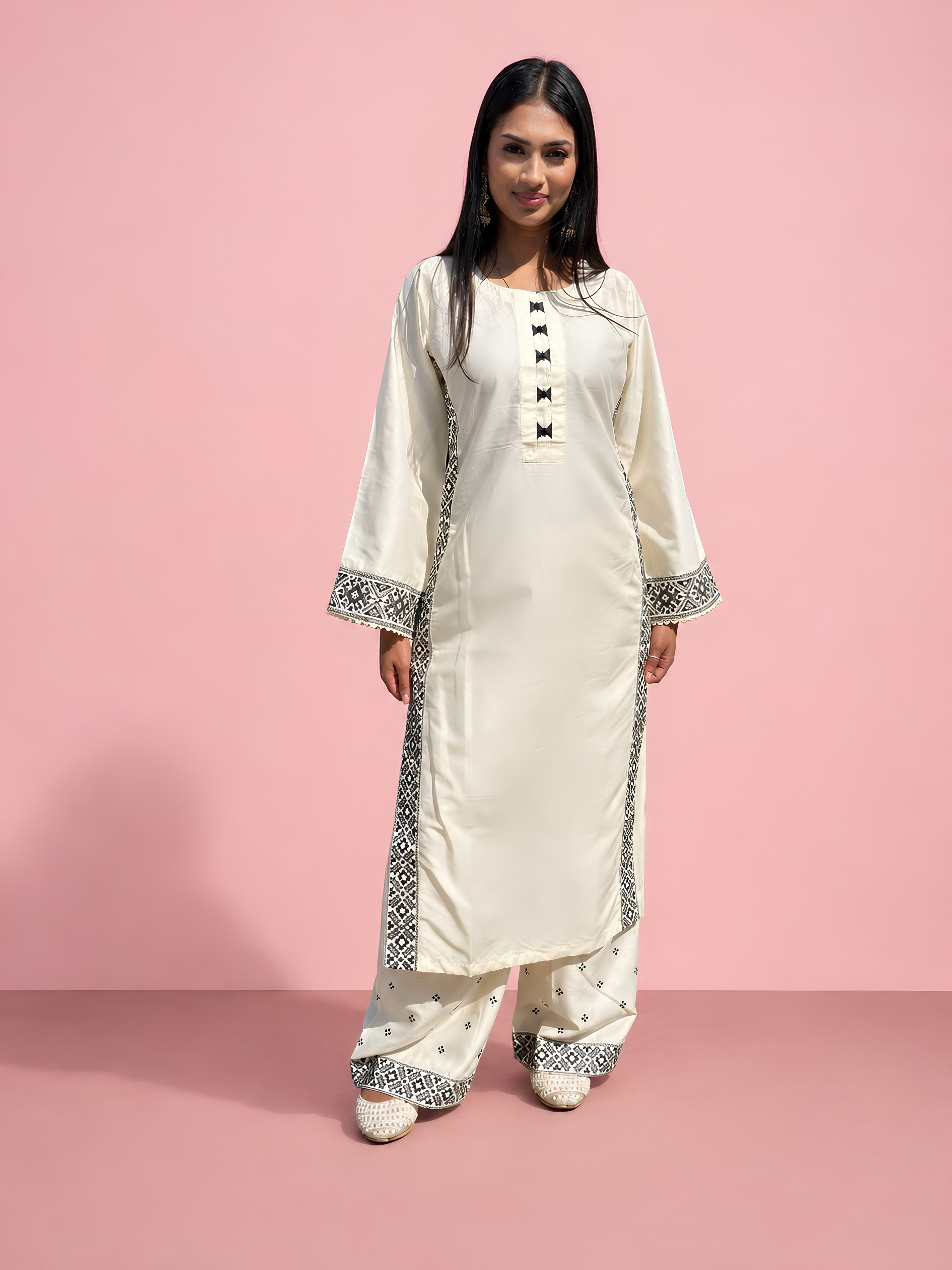 RVG linen 2pc Palazzo Embroidered Trouser modern modest trending viral women’s sets image 7
