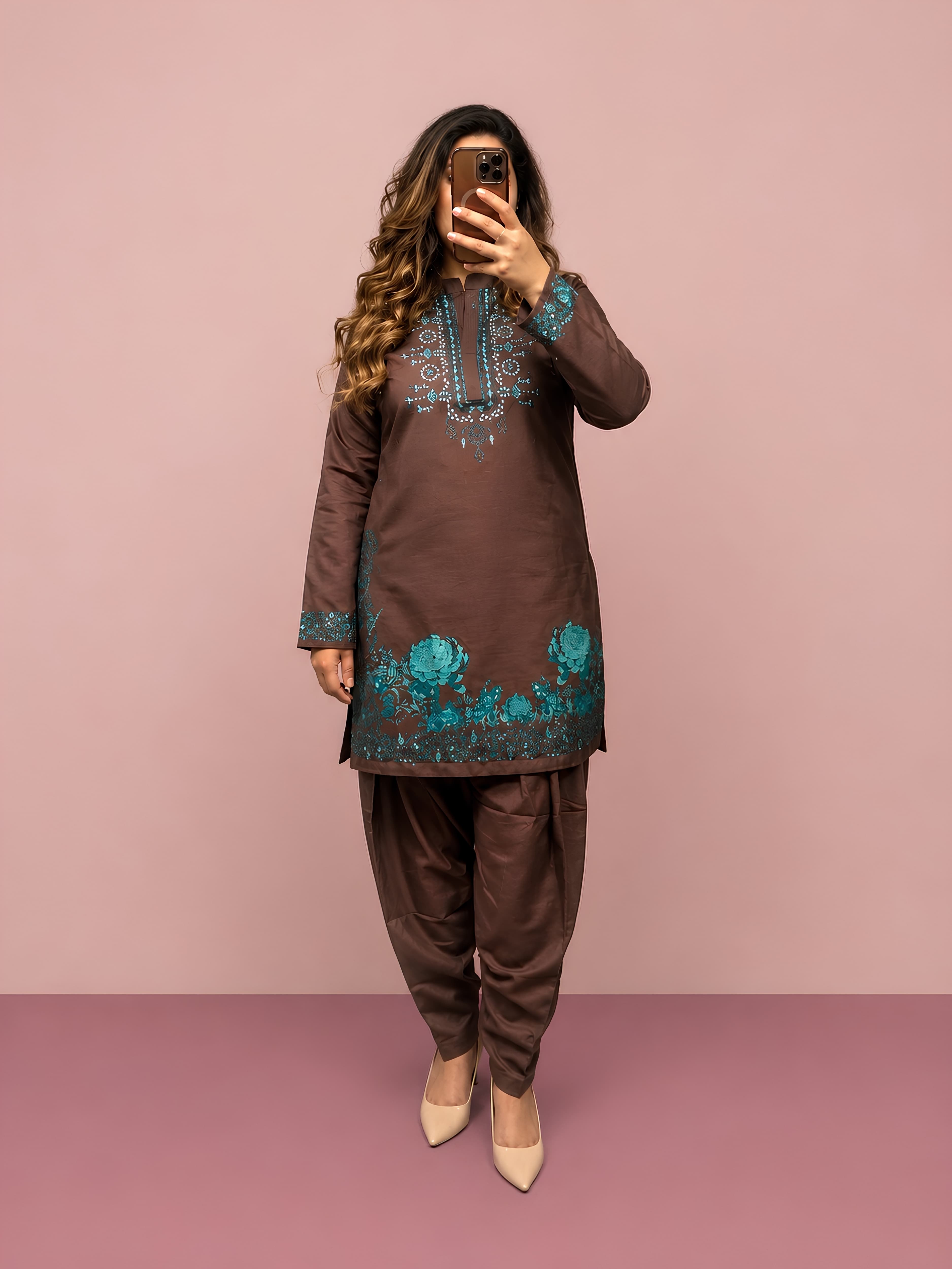 S173 new season slub silk digital printed COORDS tradtional fashion modest 2pc womens set s-xl spring summer modest wear image 2