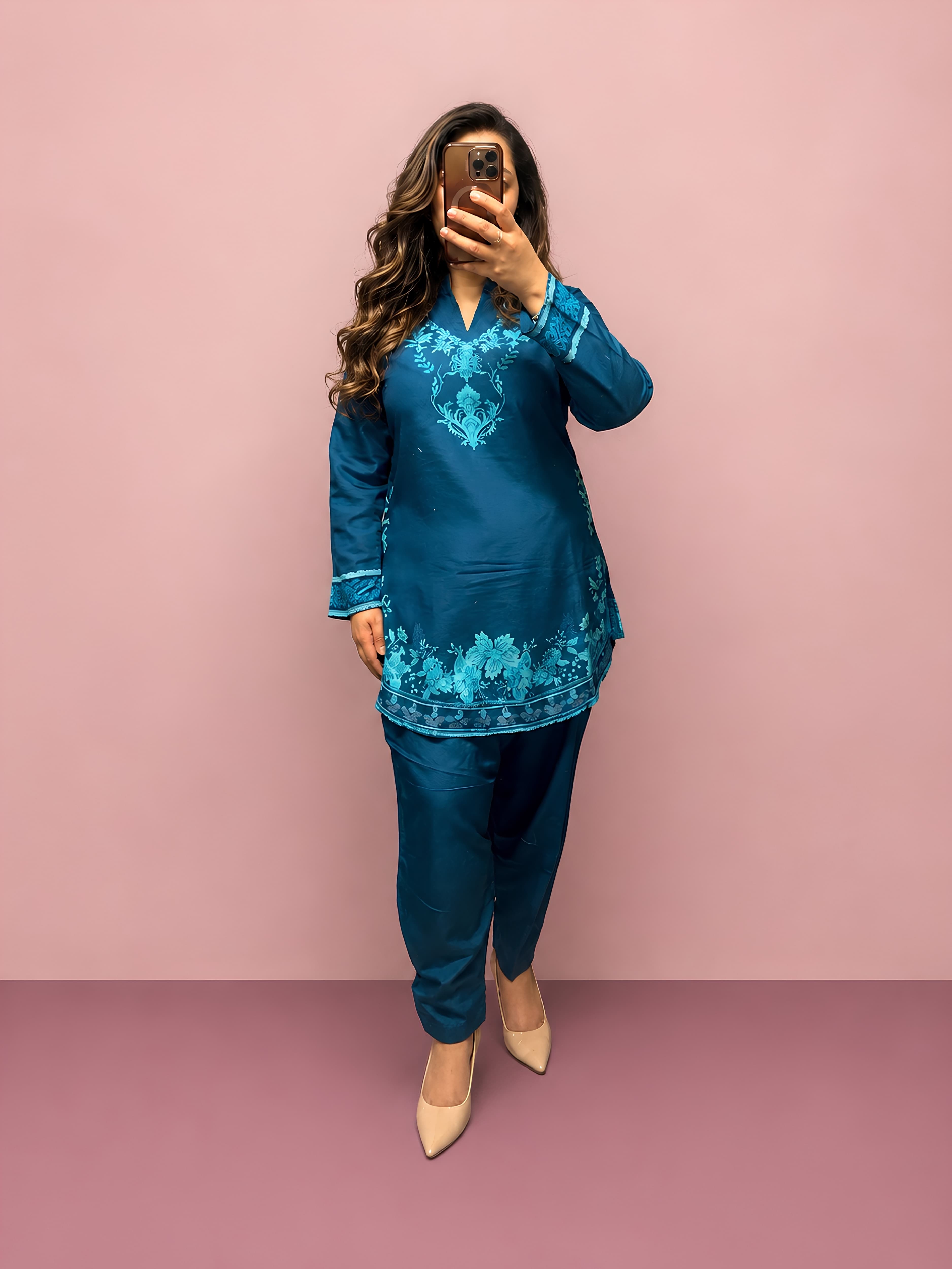 S173 new season slub silk digital printed COORDS tradtional fashion modest 2pc womens set s-xl spring summer modest wear image 5