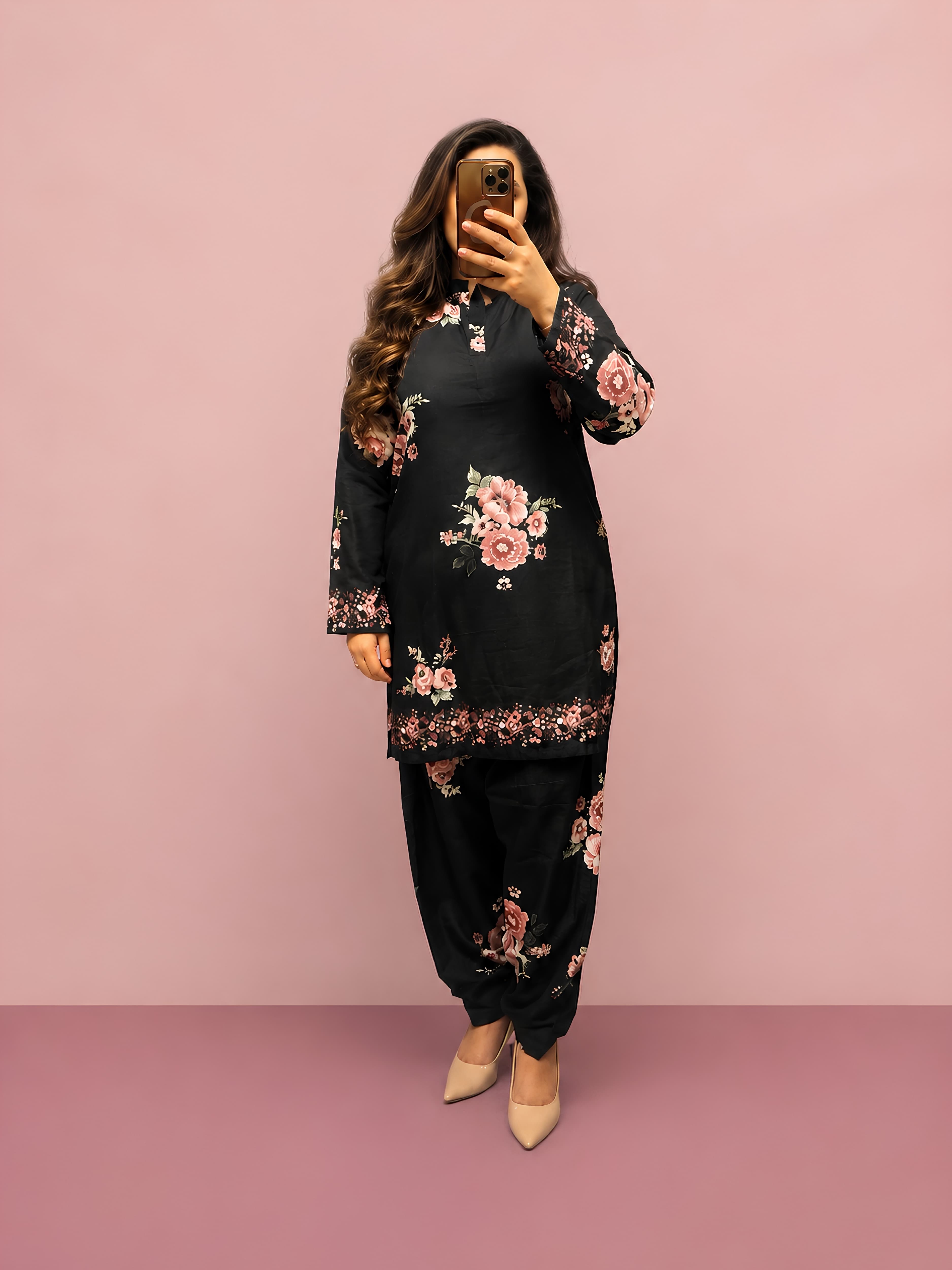 S173 new season slub silk digital printed COORDS tradtional fashion modest 2pc womens set s-xl spring summer modest wear image 4