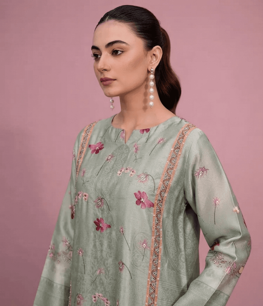 S6S Relaxed Fit Luxury Silk Kaftan Co-Ord Set | Hand Embellished Premium Summer 2PC Outfit Limited Edition Designs abaya womenswear image 3