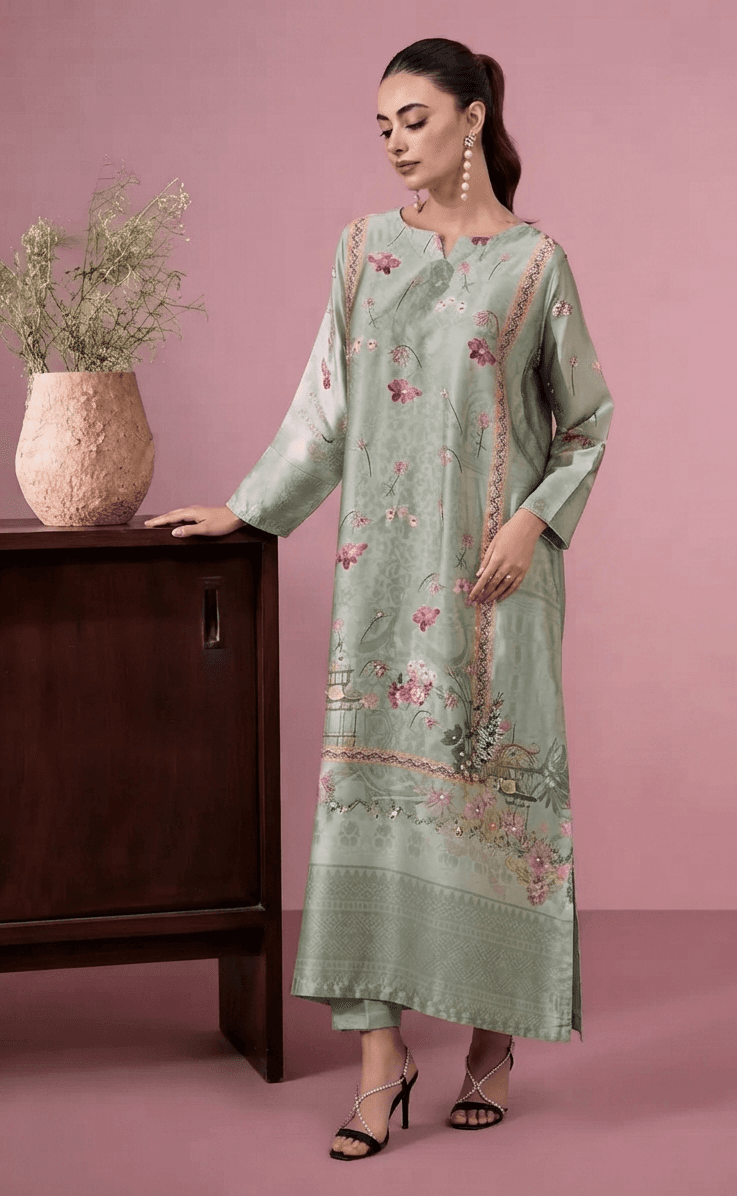 S6S Relaxed Fit Luxury Silk Kaftan Co-Ord Set | Hand Embellished Premium Summer 2PC Outfit Limited Edition Designs abaya womenswear image 2