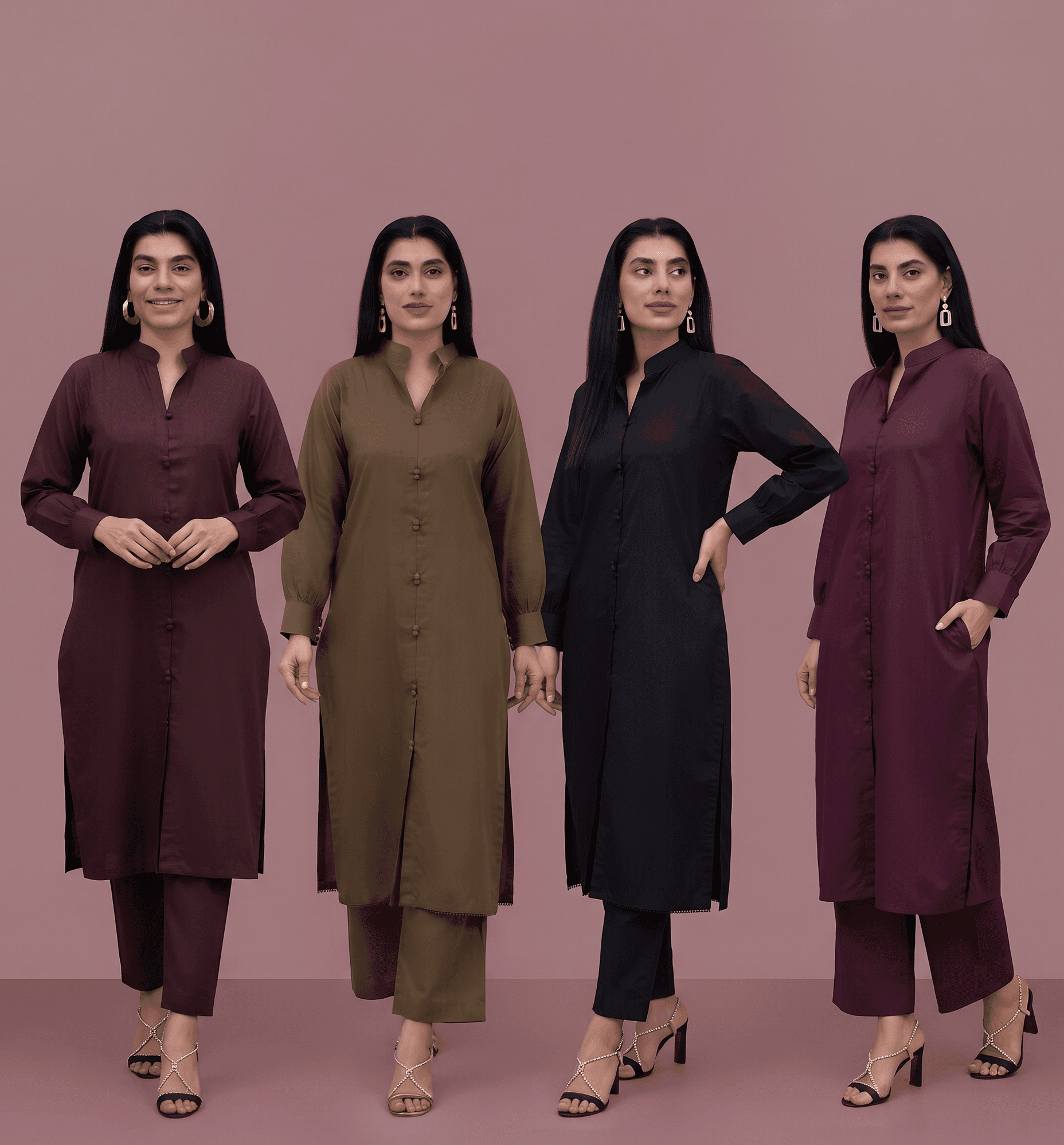 YST New long length coord set Dhanak fabric essential range salwar kameez abaya kaftan length modest wear image 1