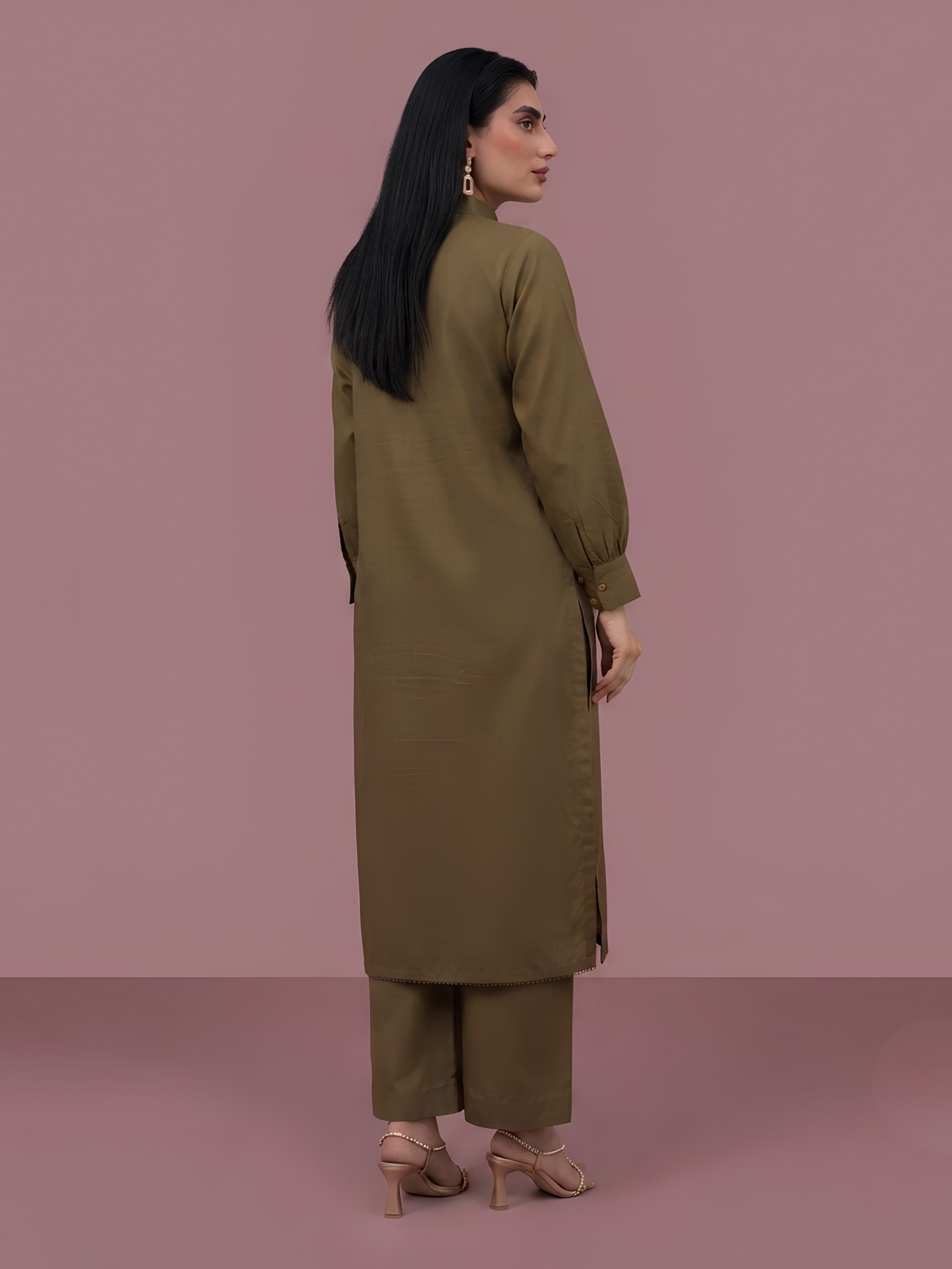 YST New long length coord set Dhanak fabric essential range salwar kameez abaya kaftan length modest wear image 3