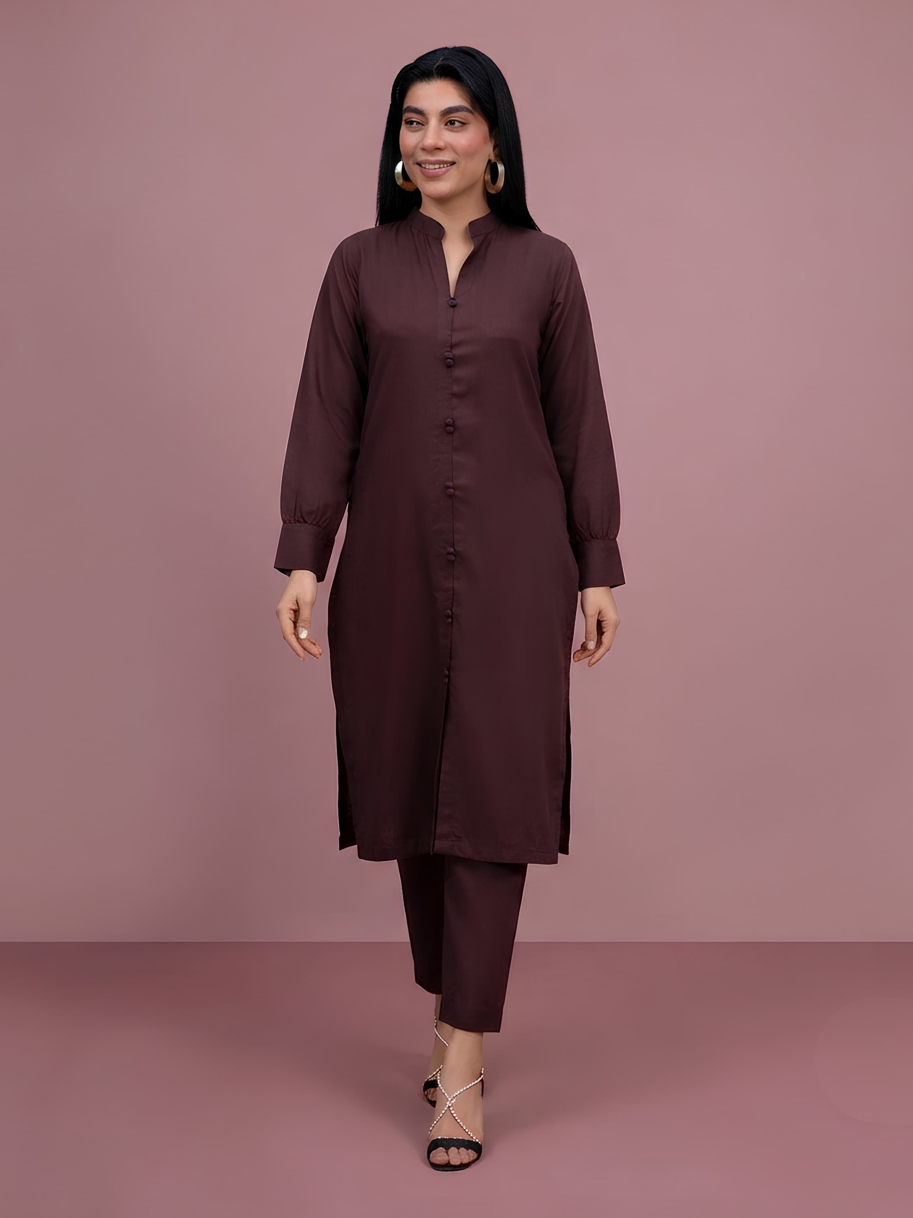 YST New long length coord set Dhanak fabric essential range salwar kameez abaya kaftan length modest wear image 4