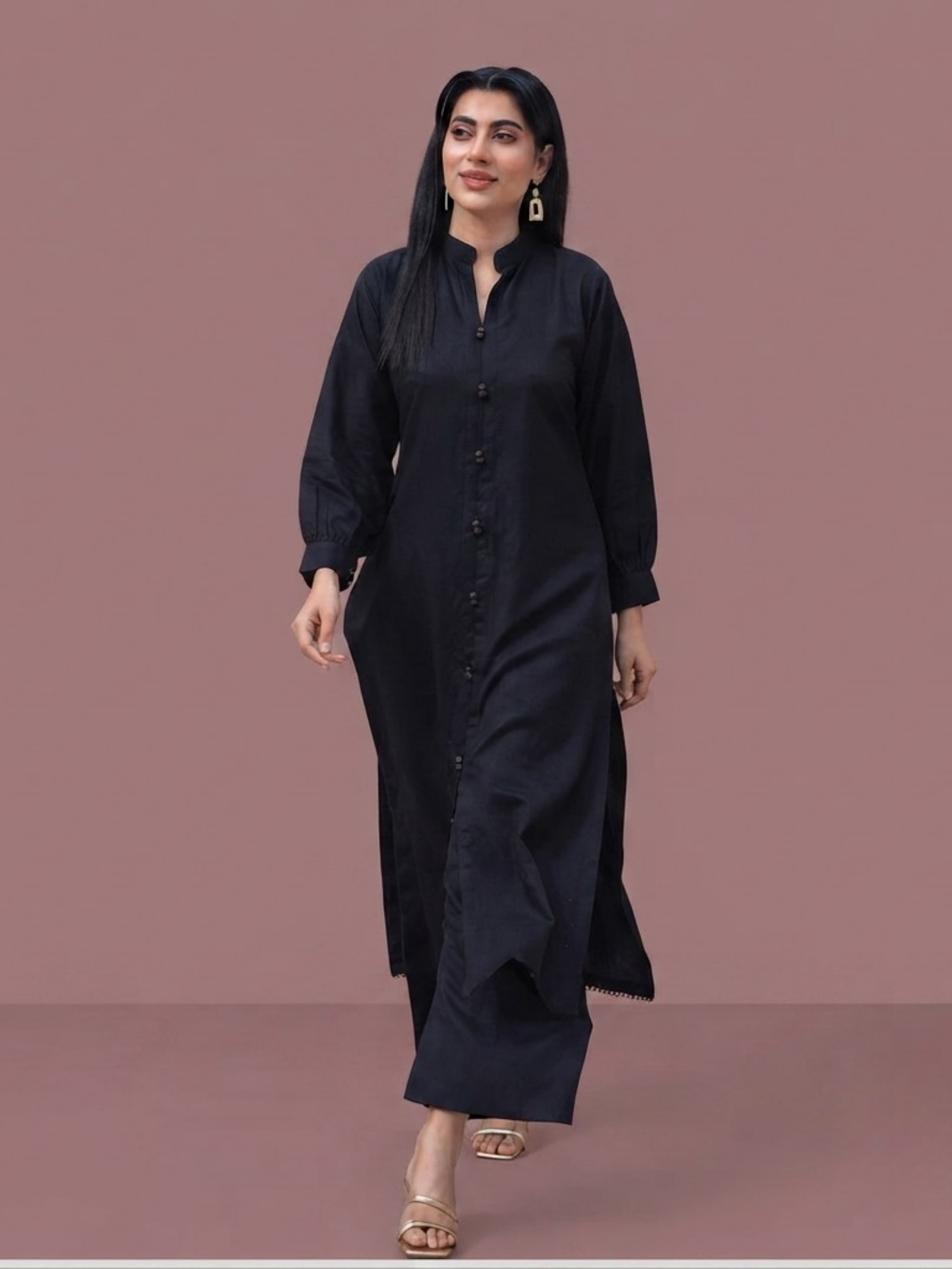 YST New long length coord set Dhanak fabric essential range salwar kameez abaya kaftan length modest wear image 6