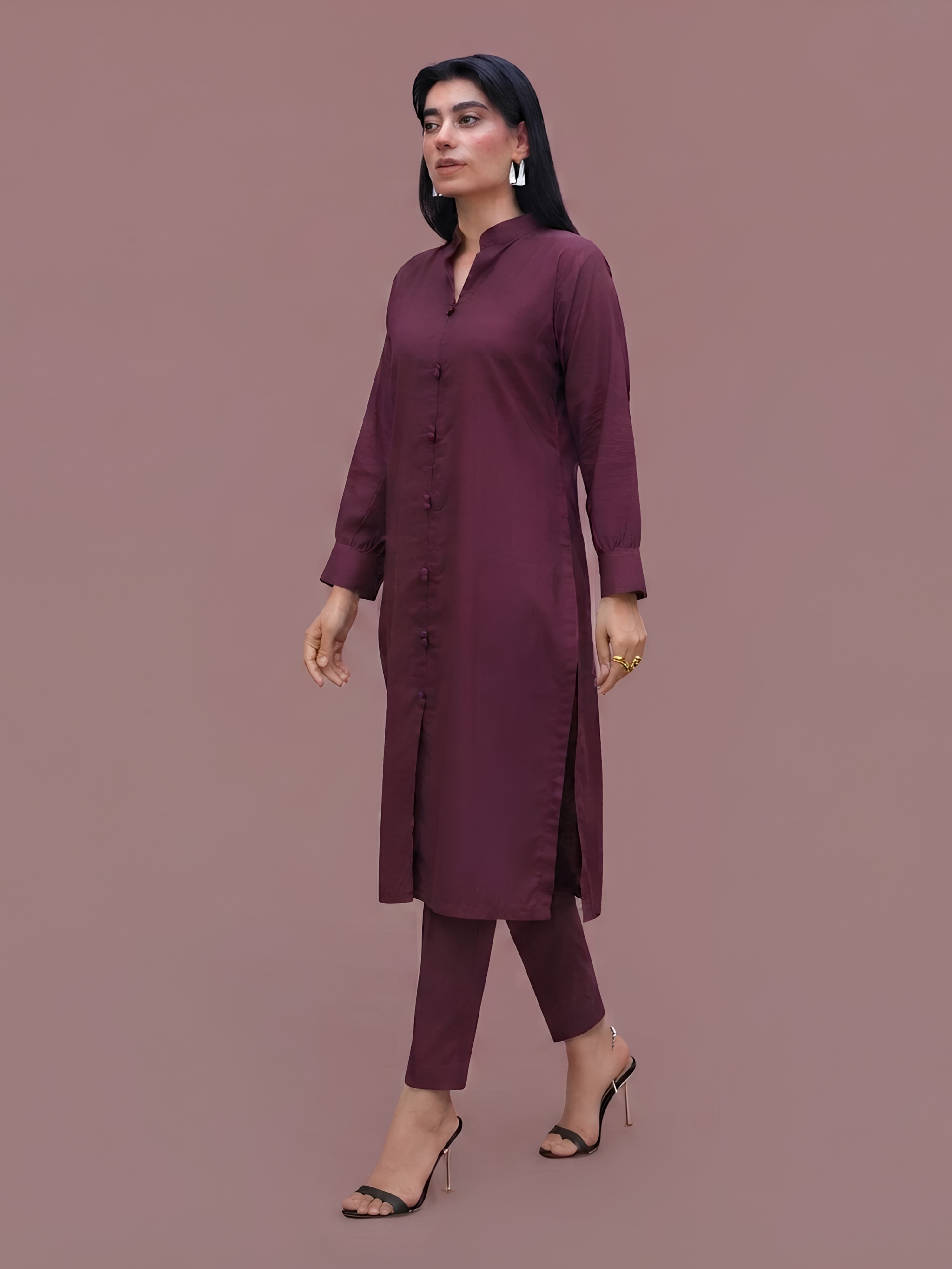 YST New long length coord set Dhanak fabric essential range salwar kameez abaya kaftan length modest wear image 9